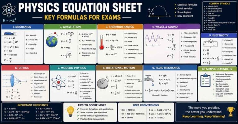 Physics Equation Sheet
