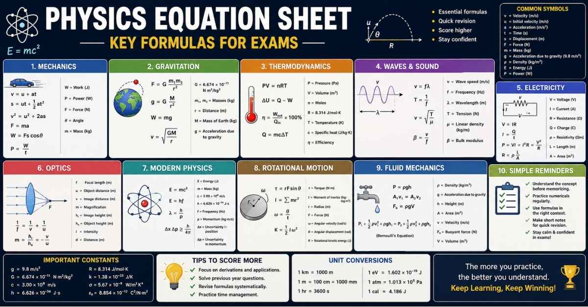 Physics Equation Sheet