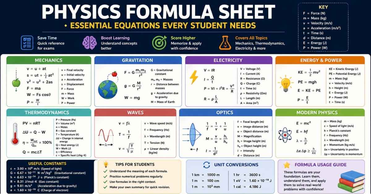 Physics Formula Sheet
