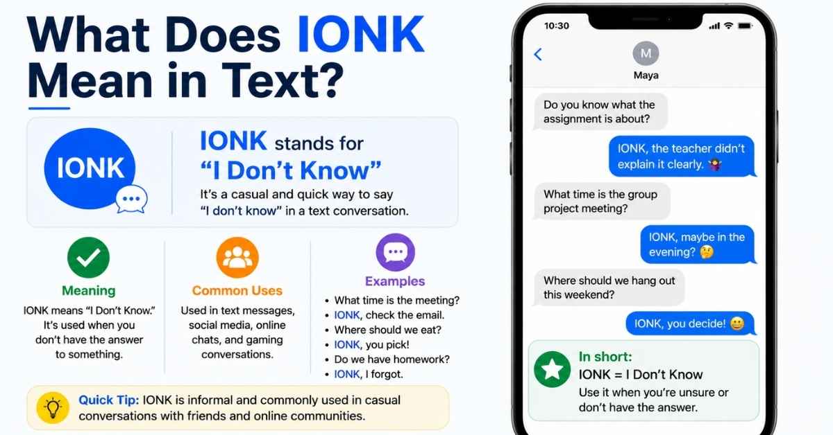 What Does IONK Mean in Text