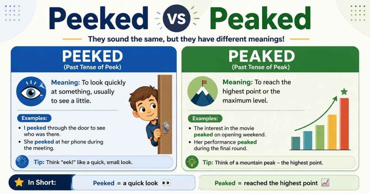 Peeked vs Peaked
