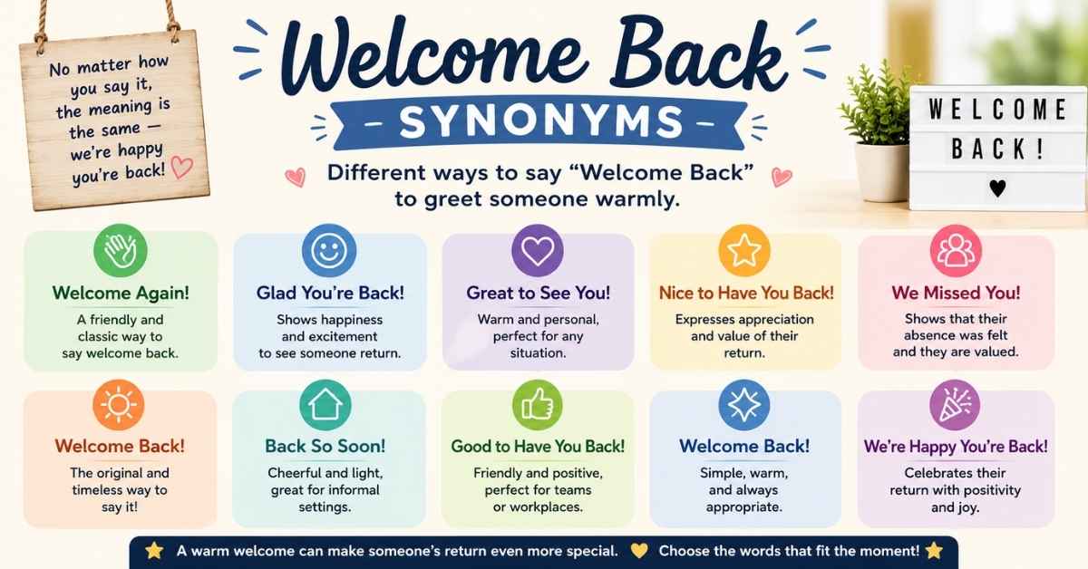 Welcome Back Synonym